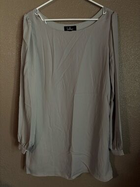 Lulu's Light Gray Long-Sleeve Boatneck Tunic